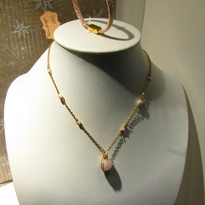 COLLIER CASSIOPEE QUARTZ ROSE