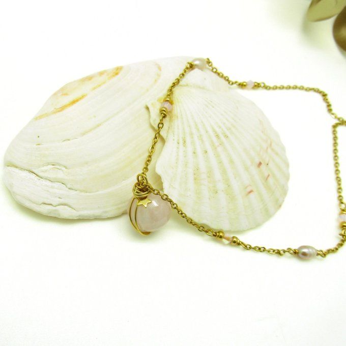 COLLIER CASSIOPEE QUARTZ ROSE