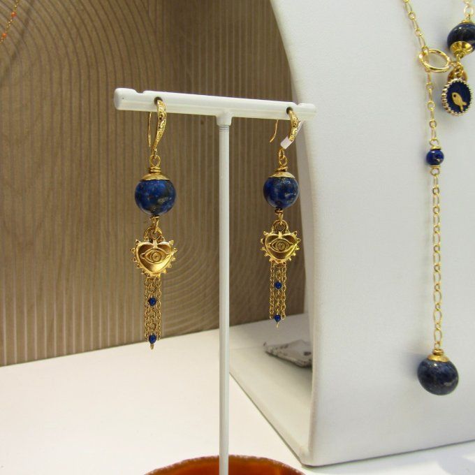 BOUCLES COEUR LAPIS