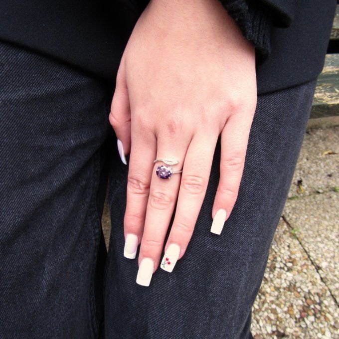 BAGUE FEUILLE AMETHYSTE