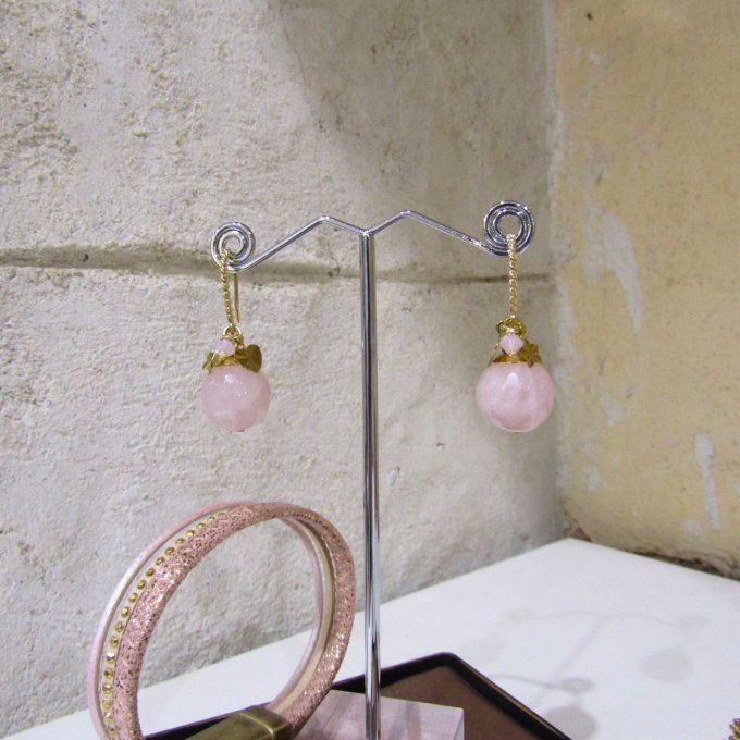 BOUCLES CASSY QUARTZ ROSE